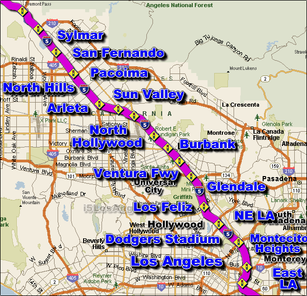 Interstate 5 North Metro Los Angeles Traffic Map